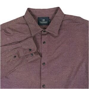 Scotch Soda Amsterdam Couture Mens XL Red Brown Micro Print‎ Button Shirt Cotton